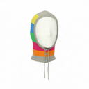 Vilagallo Capucha Wool Hood In Light Grey With Neon Stripes
