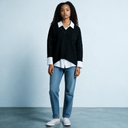Bize Evli Sweater With Attached Shirt Detailing