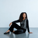 Grizas Straight Leg Velvet Trouser In Black