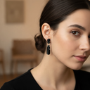 Zsiska Silver/Black Drop Earrings