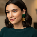 Zsiska Drop Earrings Amber And Green