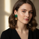 Zsiska Drop Earrings Amber And Green