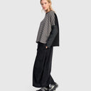 Alembika Long Sleeved Striped Top In Stone/Black
