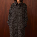 Sahara Quilted Metallic Coat In Black And Grey