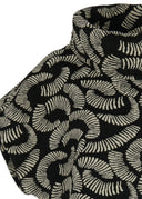 Kozan Echo Short Sleeved Cowl Neck Top In Black And Cream Print