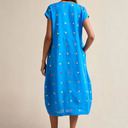 Sahara Summer Embroidered Squares Bubble Dress in Blue Multi