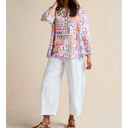 Sahara Painted Geometric Linen Top In Multi