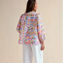 Sahara Painted Geometric Linen Top In Multi