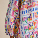 Sahara Painted Geometric Linen Top In Multi