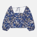 Max Mara Palpiti Top In Blue Floral Print