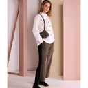 Naya Specked Placement Print Shirt With Gathered Colour Trim In White/Army