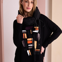 Naya Colour Block Placement Print Top In Black Clove