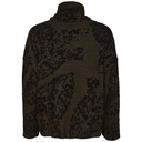 Naya Flocked Placement Print High Neck Knit Top In Khaki And Navy