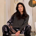 Alembika Sweater In Grey With Leopard Raglan Sleeves