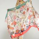 Vilagallo Floral Scarf In Green And Rose