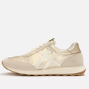 Fitflop Retro-Q FF Metallic-Fabric/Suede Sneakers In Platino
