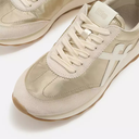 Fitflop Retro-Q FF Metallic-Fabric/Suede Sneakers In Platino