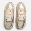 Fitflop Retro-Q FF Metallic-Fabric/Suede Sneakers In Platino