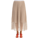 Grizas Cotton Crochet Knit Skirt In Taupe