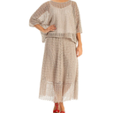 Grizas Cotton Crochet Knit Skirt In Taupe