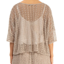 Grizas Cotton  Crochet Knit Short Top In Taupe