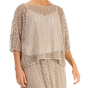 Grizas Cotton  Crochet Knit Short Top In Taupe