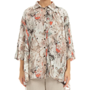 Grizas Long Linen Shirt In Stone Multi