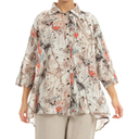 Grizas Long Linen Shirt In Stone Multi