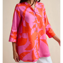 Sahara Palm Mirage Linen Shirt In Pink And Coral