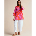 Sahara Palm Mirage Linen Shirt In Pink And Coral