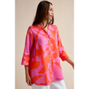 Sahara Palm Mirage Linen Shirt In Pink And Coral