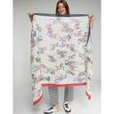 Vilagallo Floral Dog Print Scarf In Navy And Cream