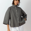 Yacco Maricard Cotton Lawn Kimono Fold Sleeve Shirt In Ash