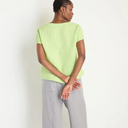 Sahara Waffle Linen V-Neck Top In Lime