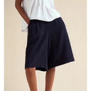 Sahara Twisted Linen Wide Shorts in Night