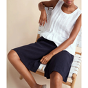 Sahara Twisted Linen Wide Shorts in Night