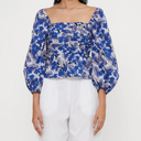 Max Mara Palpiti Top In Blue Floral Print