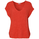 Naya V Neck Soft Knit Top With Extended Shoulder In Tigerlily