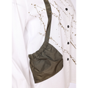 Naya Specked Placement Print Shirt With Gathered Colour Trim In White/Army