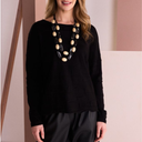 Naya Circle Design Boat Neck Knit Top In Black