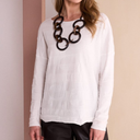 Naya Circle Design Boat Neck Knit Top In Cream