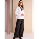 Naya Circle Design Boat Neck Knit Top In Cream
