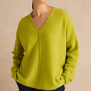 Sahara Merino Wool V Neck Jumper in Kiwi