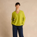 Sahara Merino Wool V Neck Jumper in Kiwi