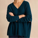 Sahara Merino Wool V Neck Jumper in Marine