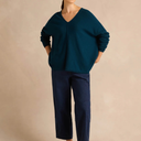 Sahara Merino Wool V Neck Jumper in Marine