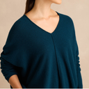 Sahara Merino Wool V Neck Jumper in Marine