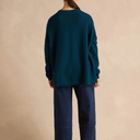 Sahara Merino Wool V Neck Jumper in Marine