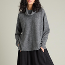 Sahara Merino Wool Cowl Neck Jumper in Black and White
