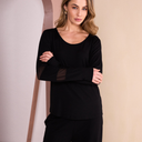 Naya Jersey Top With Mesh Insets At Sleeve in Black